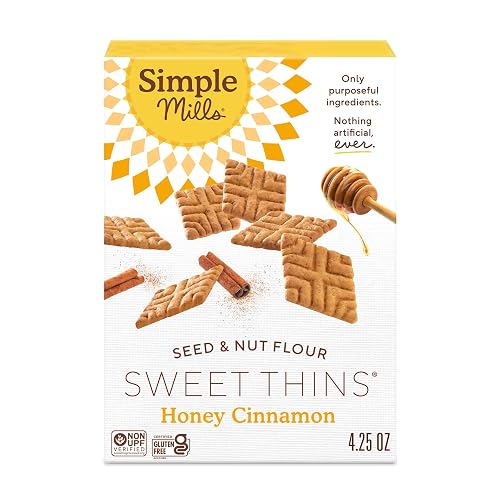 Simple Mills Sweet Thins Honey Cinnamon Cookies, 1pk, 4.25oz | Light, Crispy, Crunchy Texture, Sweetened with Coconut Sugar, Made with Seed and Nut Flour, No Artificial Flavors