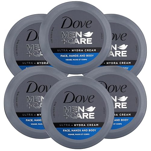 Dove Men+Care Ultra Hydra Cream - Face, Hand & Body Care - 6 x 2.53 fl oz | Adult Skin Care, Glycerin Formula, Fast-Absorbing, Non-Greasy Finish, Up To 72-Hour Hydration