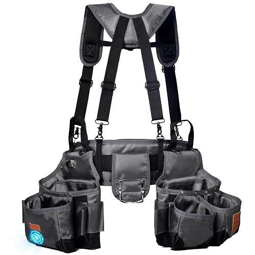VIDAR TOOLS Tool belt,Tool Belts for Men with Suspenders and Magnetic Tool Pouch.Heavy Duty Carpenter/Construction Tool Belt.