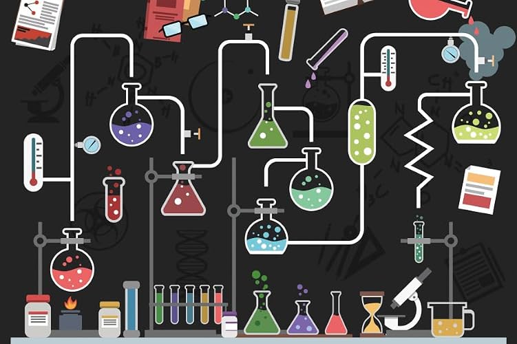 ZJRBJB 10x8ft Science Backdrop Chemistry Lab Banner Background | Vinyl,Laboratory Poster,Magic Chemical Experiments Room Mad Scientist Birthday Party Banner Photo Booth