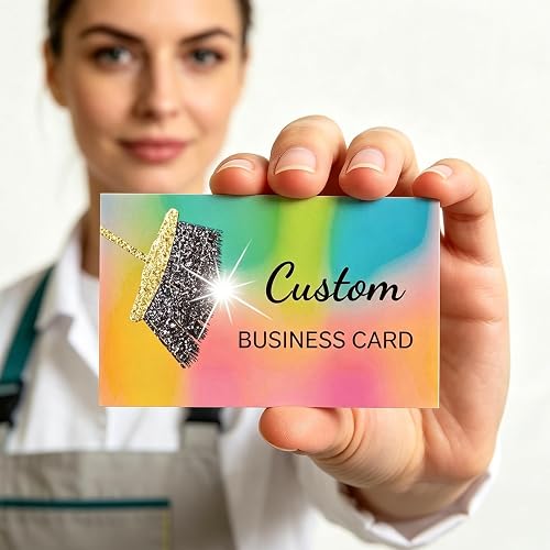 ubmpj Custom Business Cards Double Sided 300GSM Matte Cleaning Service | Matte Cardstock, 3.5" x 2" Personalized Name Cards, Various Templates, Customizable Logo/Text/QR Code/Photo