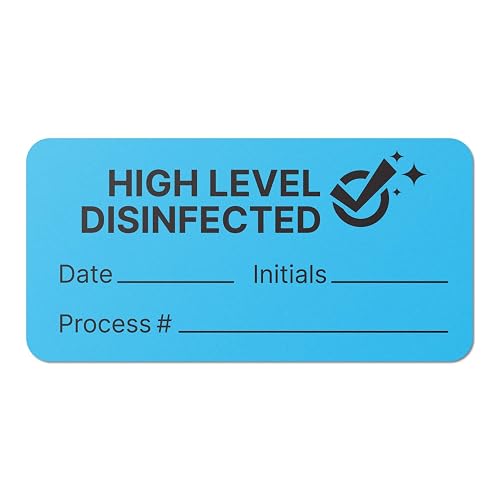 Disinfected By Stickers, 1.5 x 0.75 inch, Blue, 300 Labels | Write-in Sanitized Checklist, For Maids/Car Rentals/House Rentals/Restaurants, 1 Pack