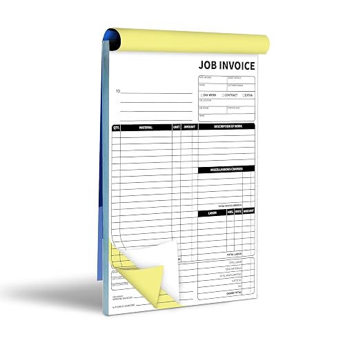 IMXYO Carbonless Work Order Forms,7.5 x 11 inches Invoices for Small Business,Sales Order Book with Backing Board, 2-Part Receipt with Carbon Copy, 50 Sets