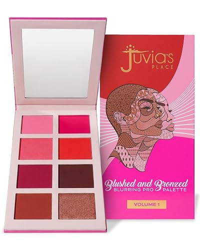 Juvia’s Place Blushed & Bronzed Blurring Pro Palette Volume 1 – 8 Shade Blush & Bronzed Palette, Matte & Shimmer Finishes, Buildable Pigment, Soft-Focus Powder, Sculpting and Blush Palette w/Mirror
