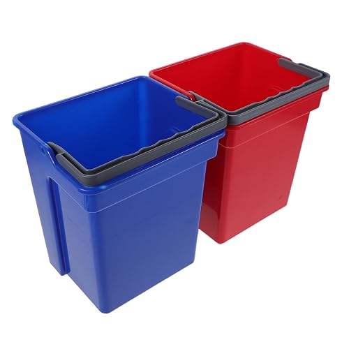 2pcs Plastic Water Bucket for Cleaning Trolley with Handle | Commercial Routines, Public Offices, Waste or Water Use, Comfortable to Hold Handles, Fast Removal Installation