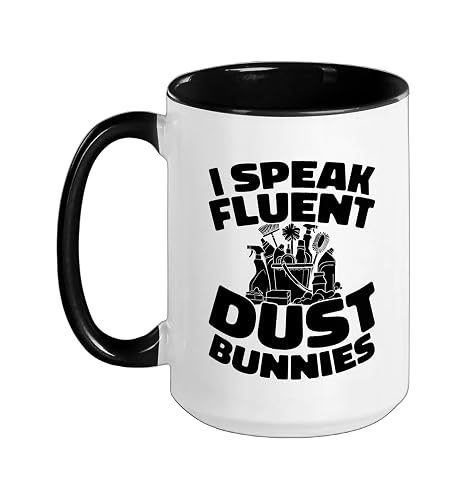 Cleaner Janitorial - Sanitation Housekeeping Cleaner Ceramic Mug, Black/White, 15oz