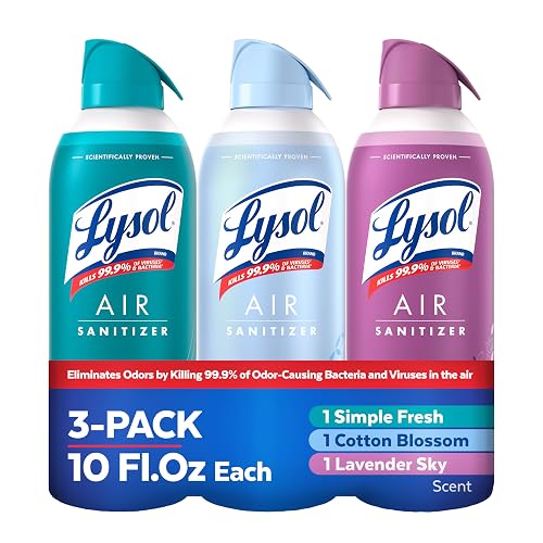 Lysol Air Sanitizer Spray, Air Freshener Alternative, Multi-Fragrance 3-Pk | Lysol Scented Air Sanitizing Room Spray, Bacterial Odor Eliminator, Home, Office, Classroom, Toilet, & Bathroom Spray, 10 oz