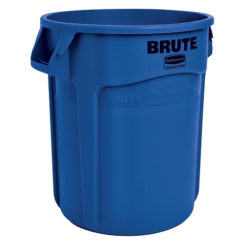 Rubbermaid Commercial Products Brute Trash Can, Blue, 20-Gallon | Heavy-Duty Round Garbage Can, Vented Container, Outdoor Waste Container for Landscapers/Construction/Restaurants/Warehouses