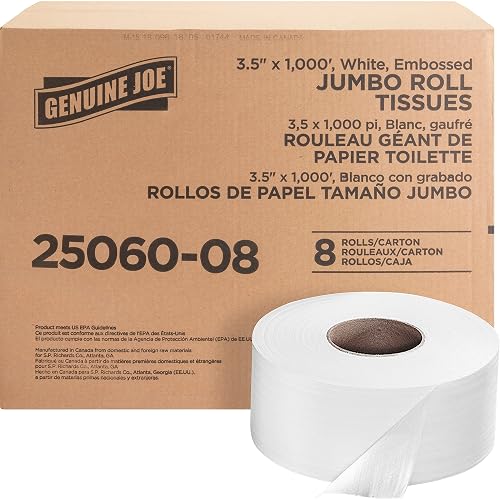 Genuine Joe - GJO2506008 Jumbo Dispenser Roll Bath Tissue (Pack of 8)
