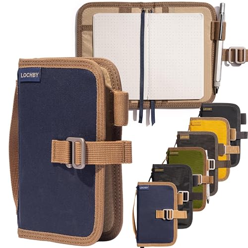 LOCHBY® Mini Field Journal | Water Resistant Waxed Canvas | Pen Loop | Included Tomoe River Notebook | Perfect for Travel, Art, Bullet Journal