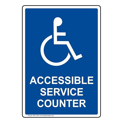 ComplianceSigns.com Accessible Service Counter Sign, 7x5 inch Plastic for Accessible, Made in USA