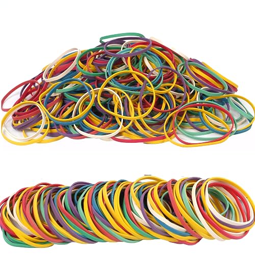 AIWOQI Rubber Bands 250pcs size 33 Elastic Band Strong for Office Supplies | Rubber Bands for Office School Home Blue Green Purple Yellow White Red