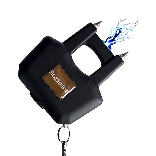 RECOLORFINE Stun Gun with Safety Switch for Men for Women Self Defense,Rechargeable Stun Guns