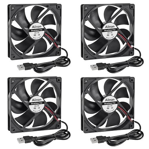 Alinan 4pcs 120x120x25mm 5V USB Fan 2000RPM 66.3CFM 31.5dBA Computer & Electronics Cooling Fan