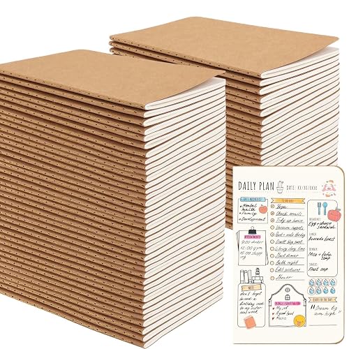 Oucaru 64PCS Small Notebooks Bulk, Mini Pocket Notebooks, 3.5"x5.5" Blank | Brown Cover, 60 Pages Each, Small Notepad, Mini Journals, Bulk Set, School Classroom, Office, Travel Notes, Kids Students