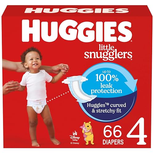 Huggies Size 4 Diapers, Little Snugglers Baby Diapers, Size 4 (22-37 lbs), 66 Count, Packaging May Vary