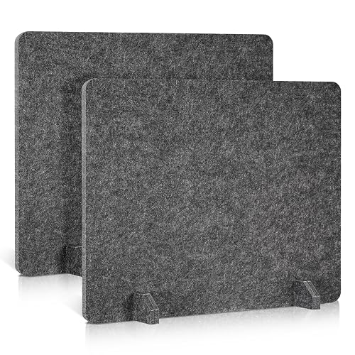 AMUSIGHT 2 Pack Acoustic Desk Dividers, 24" x 20" (Dark Gray) | Freestanding Privacy Panels Set with Noise - Reducing Design Cubicle Sound Proof, Ideal for Office, Classroom, and Home