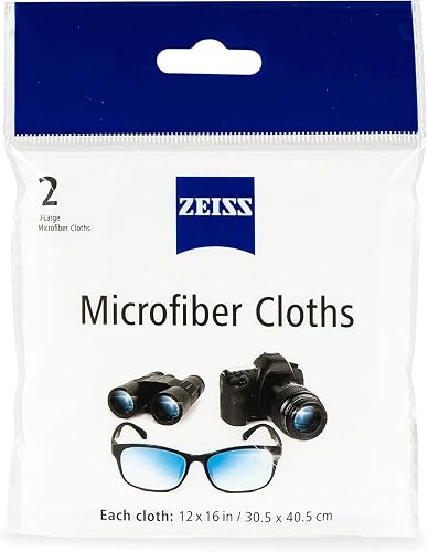ZEISS Microfiber Lens Cleaning Cloth (Pack of 2) Jumbo/XL Size | Travel-Ready, Streak-Free Resuable Cloth, 100% Recycled Material