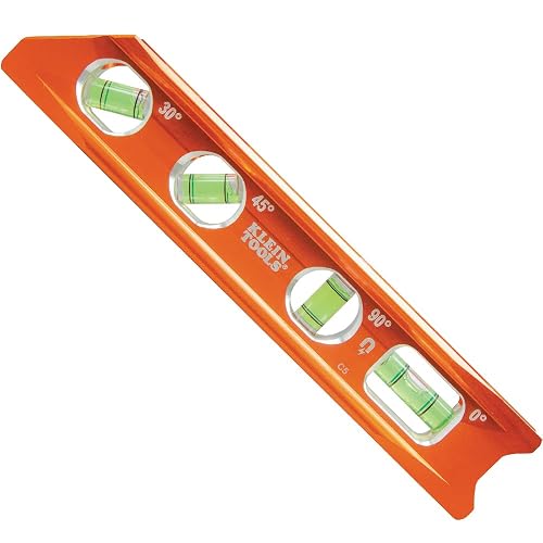 Klein Tools 935RB Magnetic Billet Torpedo Level, 8-Inch | 0/30/45/90 Degree Vials, V-Groove, Tapered Nose, High-Visibility Vial and Body