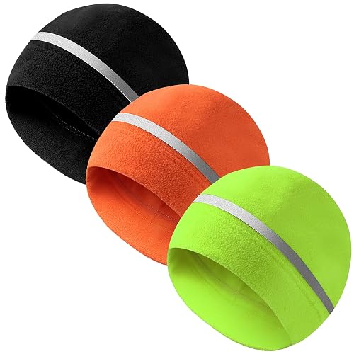 Geyoga Reflective Beanie,Fleece | High Visibility, Safety Hat with Reflective Strip, Winter Windproof Hat for Night Running Hiking Cycling Outdoor Work