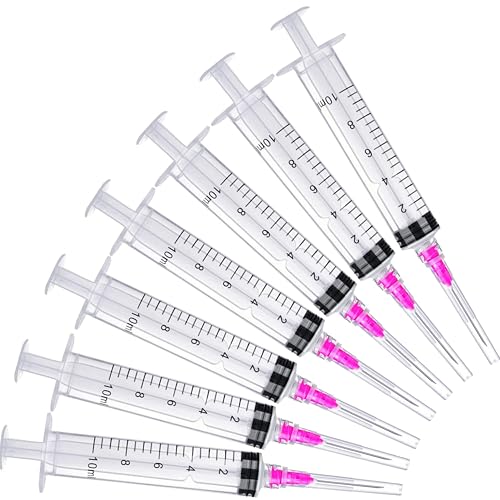 100 Pack 10ml with 18Ga Disposable Plastic Measuring Lab Supplies, Individually Sealed Wrapped