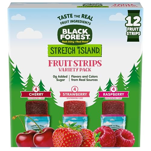 Black Forest Stretch Island Fruit Strips Variety Pack, 12 Count | Cherry, apple, raspberry, grape, strawberry, apricot, fruit puree, 0g added sugar, non-GMO, sharing, lunchbox