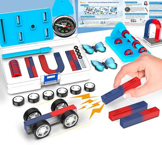 Labs Junior Science Magnet Set for Experiment Education Tools Physics Toys for Kids Icluding Bar/Ring/Horseshoe/Compass Magnets