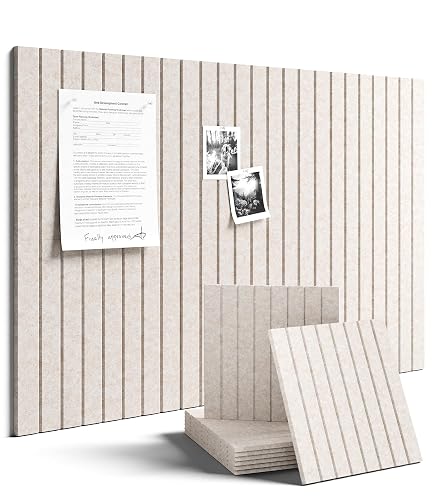 Fluxynara Felt Bulletin Board & Cork Board Alternative 36'' x 24'' | 6-Pack Felt Pin Boards, Vision Board with Adhesive Tabs for Home, Office, Classroom & Dorm, Oatmeal