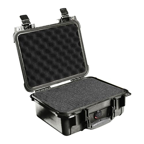 Pelican 1400 Case With Foam (Black) | Watertight structural copolymer with foam insert and purge valve for photography, audio gear and instruments