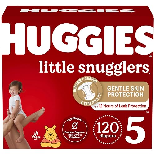 Baby Diapers Size 5 (27+ lbs), 120ct, Huggies Little Snugglers