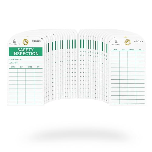 TRADESAFE Inspection Tags, 30 Safety Tags for Ladders, Fire Extinguishers | 32 Mil Pvc Vinyl With Brass Grommets Resists Tearing, Weather, Chemicals, And Daily Industrial Wear