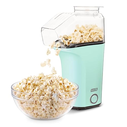 Dash Fresh Pop Popcorn Maker, Electric Hot Air Popper, 16-Cup, Aqua | Popcorn Machine, Oil-Free Air Popped Popcorn, Built-In Measuring Cup & Butter Melting Tray, Movie Night Snacks