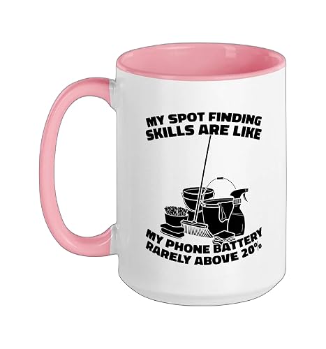 Cleaner Sanitation - Housekeeping Janitorial Cleaner Ceramic Mug, Pink/White, 15oz