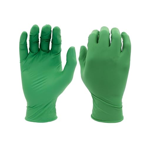 SHOWA 6110PF Nitrile Disposable Gloves, 4 Mil, Large (1 Box/100 Gloves) | Single-Use, Latex-Free, Powder-Free, Eco-Friendly EBT, FDA Food Grade Gloves. 4 Mil, 9.5" Length. Green Nitrile Gloves.