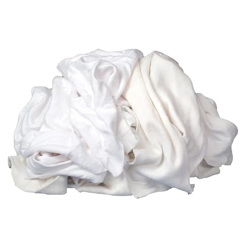 Buffalo Industries (10524) Absorbent White Recycled T-Shirt Cloth Rags - 25 lb. box - For All-purpose Wiping, Cleaning, and Polishing - Made from 100% Recycled Materials