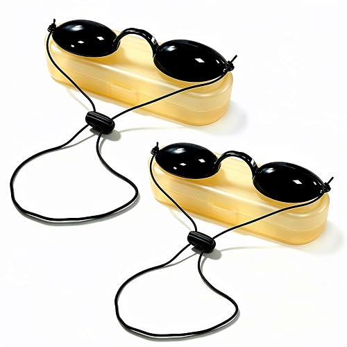 Arthaxi See-Through Safety Goggles Pack of 2, Safety Glasses for Tanning Use, Half-Clear Eye Protection with Storage Case