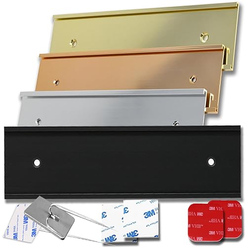 Executive Wall or Cubicle Nameplate Sign Holder Black Aluminum Fits 2x8 Plastic Office Door Name Plate or Cubicle Option- Made in USA