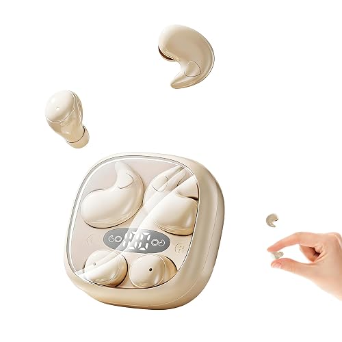 CUAUUO Flat Sleep Earbuds Mini Invisible Tiny Wireless Ear Buds, Wireless Hidden Small Sleeping Headphones for Side Sleepers, Discreet in-Ear Earphones for Small Ear Canals, Women & Work (Skin)
