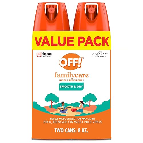OFF! Family Care Insect & Mosquito Repellent Bug Spray, 4 oz, (2-Pack) | Aerosol Spray, 15% DEET Formula, Smooth & Dry Feel, Protects Against Mosquitoes, Ticks, Biting Flies, Gnats, Chiggers, Fleas