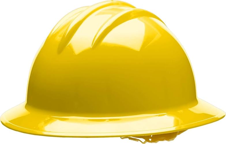 Bullard 33YLR Classic Hard Hat – Yellow, Full Brim HDPE Hat with 6 Point Ratchet Suspension, Pillowed Brow Pad
