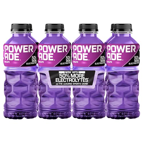 POWERADE Sports Drink, Grape Electrolyte Drink, 20 Oz (8 Pk) | Sport Beverage Enhanced with Electrolytes | 50% More Electrolytes vs. the Leading Sports Drink (per 12oz serving)*