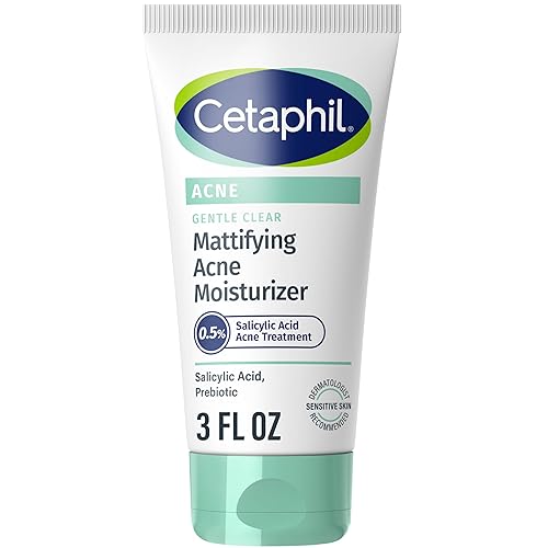 Cetaphil Gentle Clear Mattifying Acne Face Moisturizer, Salicylic Acid, 3oz | Salicylic Acid Moisturizer, Non-Comedogenic, Hydrates Sensitive Acne-Prone Skin, Oil Control, Gentle Skincare, 3Oz
