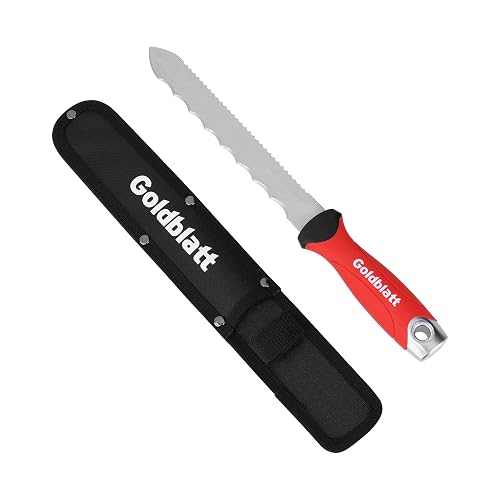 Goldblatt 8" Rockwool Insulation Knife, Sod Cutter Tool for Fiberglass | Sod Knife, Double-sided Wavy Serrated Stainless Saw, Hammer-end Grip, for Rockwool, Foam, Styrofoam & Pipe Insulation
