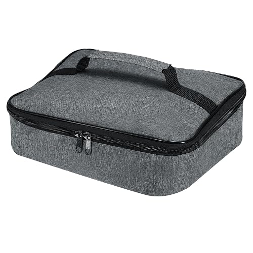 PATIKIL 11"x8.7"x2.8" Insulated Lunch Bag, Waterproof Lunch Box with Handle Lunch Tote Bag Portable Food Storage for Office Work Outdoor Picnic, Grey Black