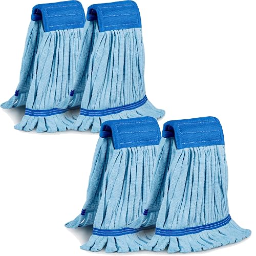 4 Pack - Large Microfiber Tube Mop 400GSM - Heavy Duty Industrial Wet Mop Head Refill,Commercial, Thick Fiber, Replacement Heads, Extra Absorbent