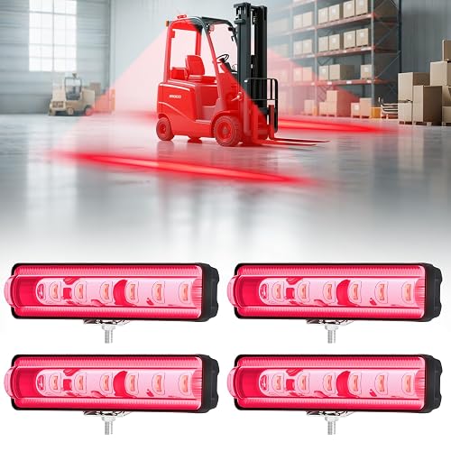 HSYFUNA LED Forklift Safety Light Red for AGV Automated Guided Vehicle, Forklift Truck, Industrial Lift, Warehouse Safety, IP67 Waterproof, Aluminum Housing (4PCS)