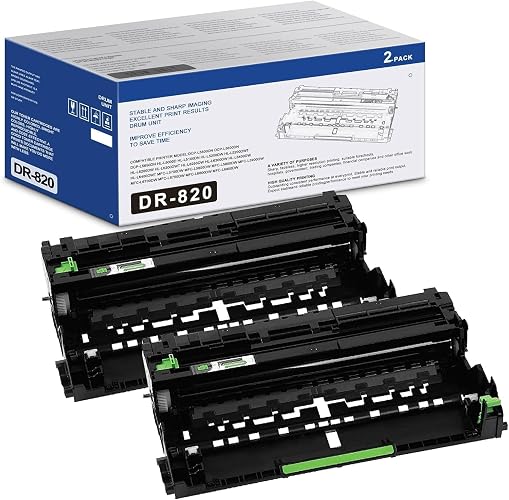 DR820 DR-820 Black Drum Unit 2-Pack Replacement for Brother DR820 Drum Unit | Compatible with Brother HL-L6200DW MFC-L5850DW HLL6200DW MFC-L5900DW MFC-L5700DW HL-L5200DW MFC-L6800DW Printer