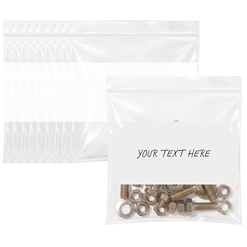 4" X 4" Resealable Square Zip Bags (1000 Count) - 2 Mil Small Plastic Bags | With Writable White Block for Jewelry, Snacks, Storage - Spartan Industrial