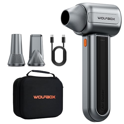 WOLFBOX MF400 Electric Air Duster, Handheld Turbo Jet Blower for PC & Car | Lightweight Design, Brushless Motor, High-Velocity Airflow, 3 Speed Modes, For Patio, Garage & Car Detailing, Hard Case