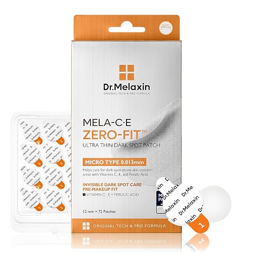 Dr.Melaxin Mela-C·E ZERO-FIT Invisible Ultra Thin Pimple Patches for Face, 0.013mm Post-Blemish Spot Stickers for Red Marks & Skin Tone with Vitamin C, E & Ferulic Acid, Korean Skincare, 72 Count